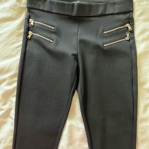 Zara basic legging slacks with silver zippers size Large